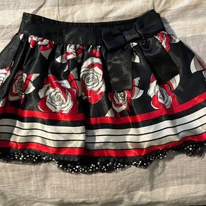 Girls satin skirt with beaded trim